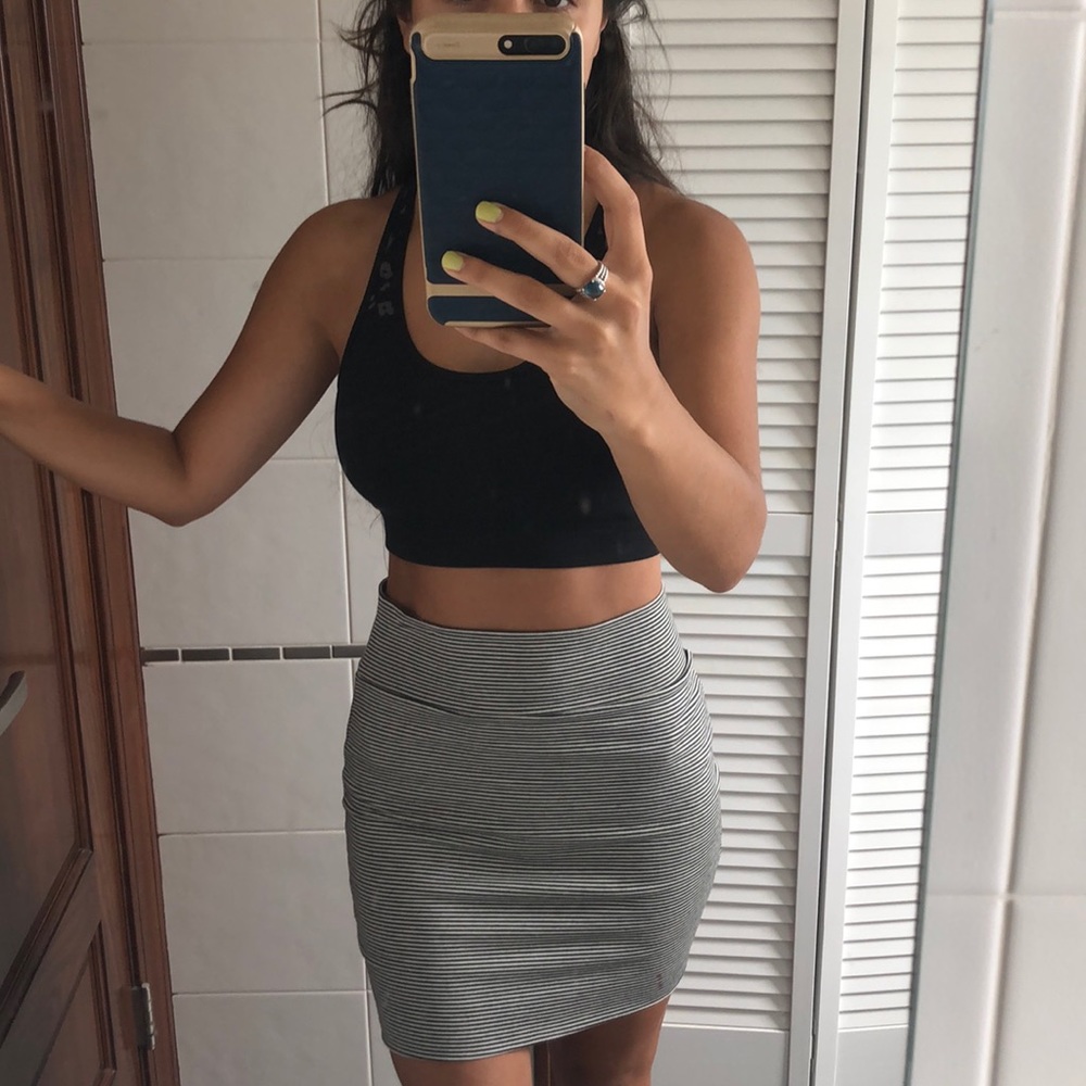Striped high waist mini skirt